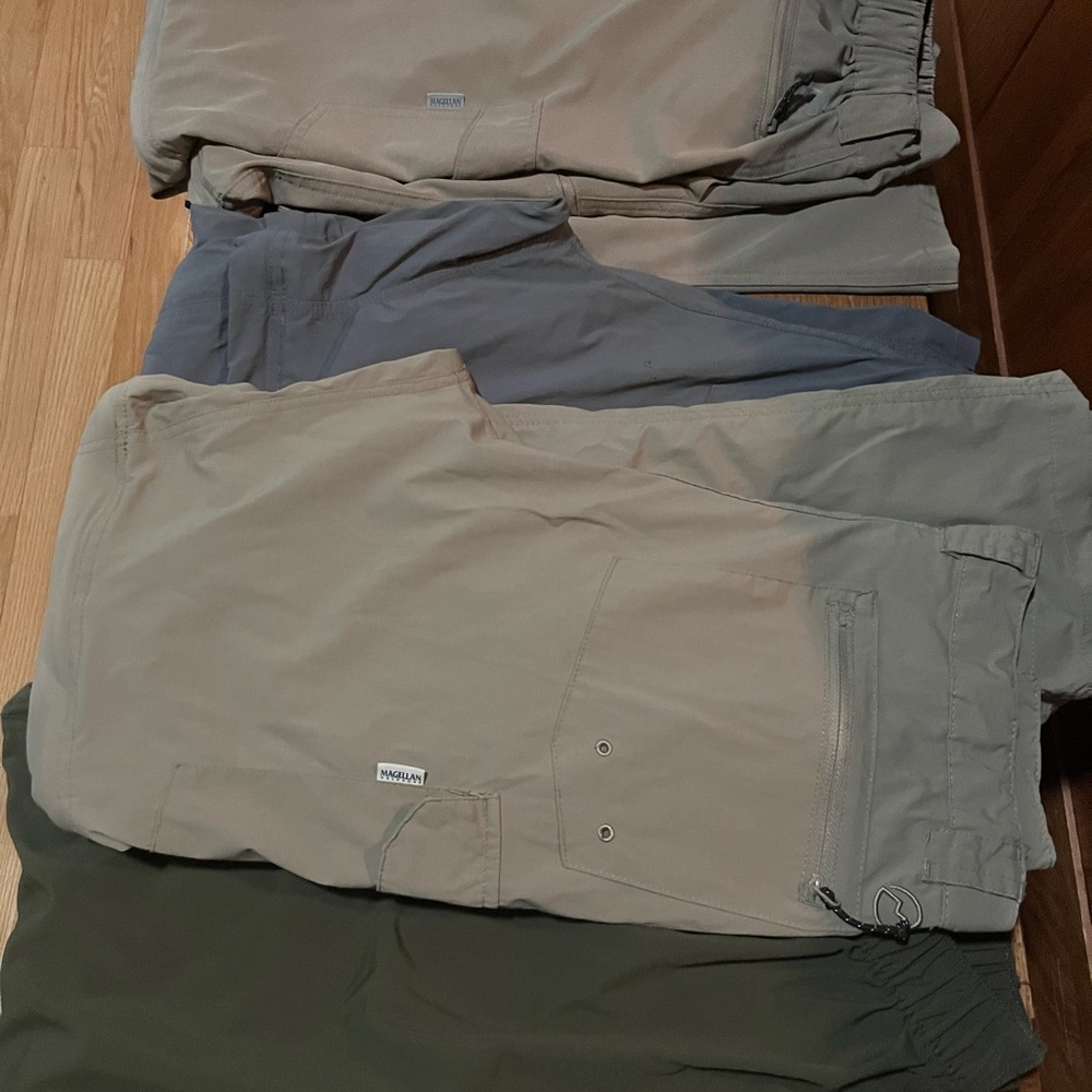 Magellan Outdoors Pants Tan and Gray and green Durable zip off Style